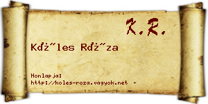 Köles Róza névjegykártya